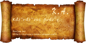 Körözsi Azár névjegykártya